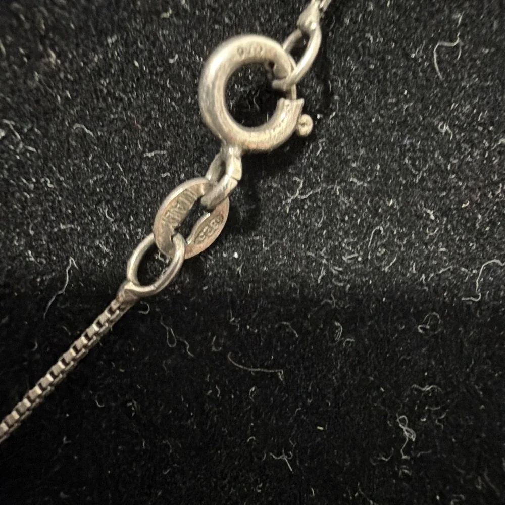 925 Italy Sterling Silver Box Chain Necklace w/ Genuine Freshwater Pearl Pendant